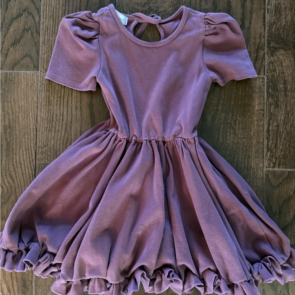 Purple Kids Dress with tie back and pockets